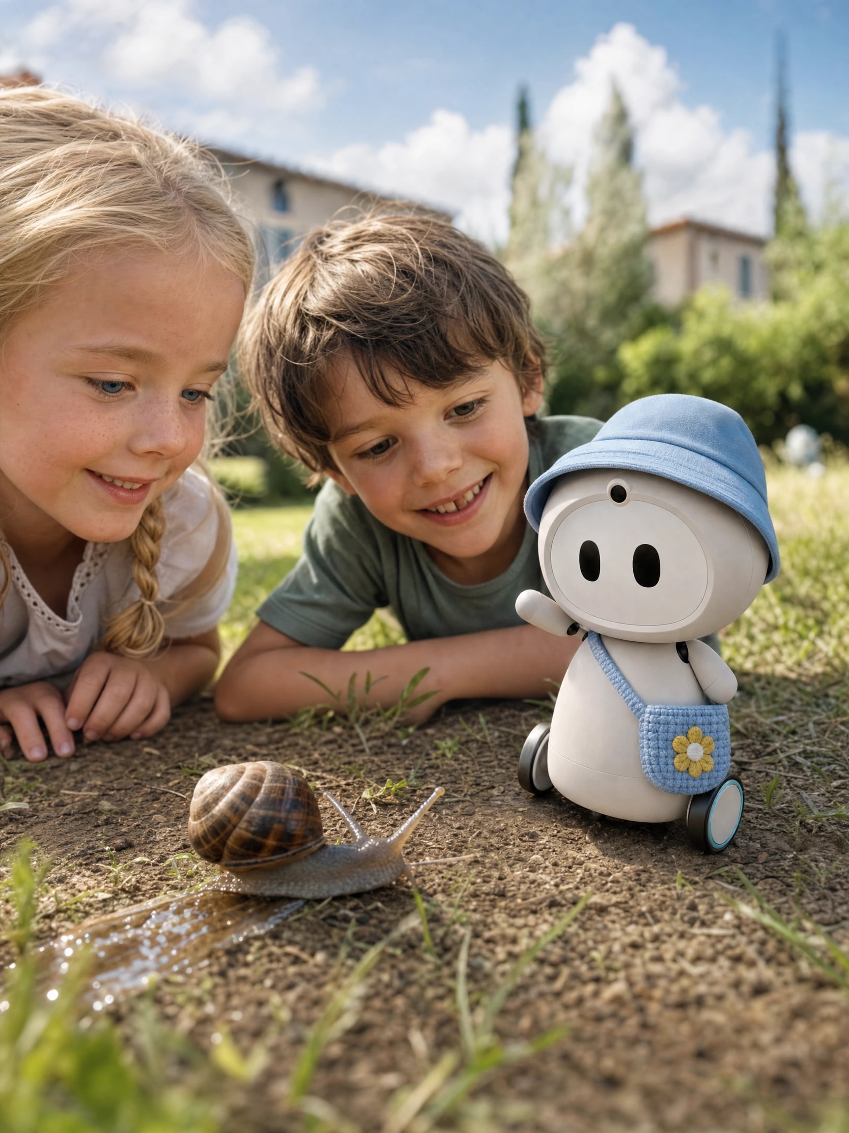 Two children exploring outdoors with AIKOKI