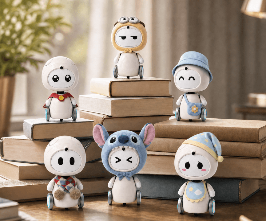 A family of AIKOKI companions gathered on a desktop