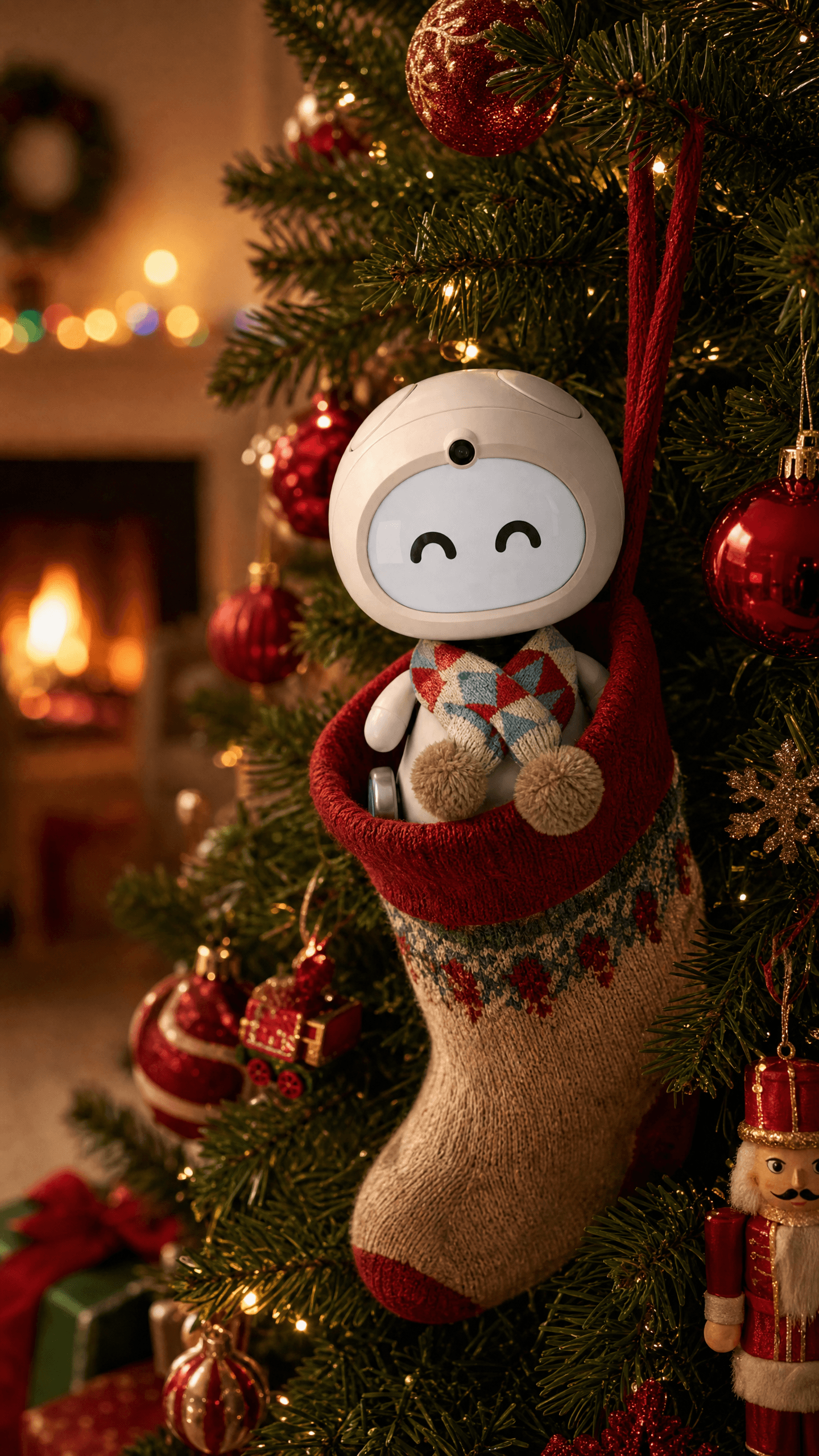AIKOKI companion nestled in a Christmas stocking